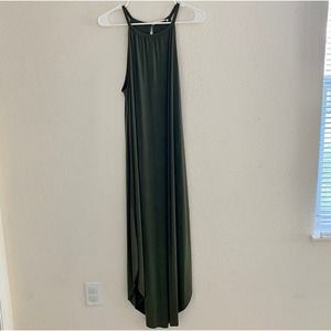 She La La Solid Olive Green Sleeveless Maxi Dress Size Small NWT